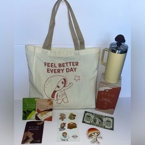 Mushroom Coffee Tumbler with Handle Stainless Steel 7 Piece Bundle - (NWOT)